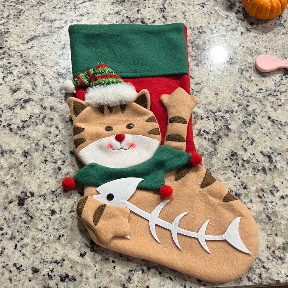 Festive Cat Christmas Stocking